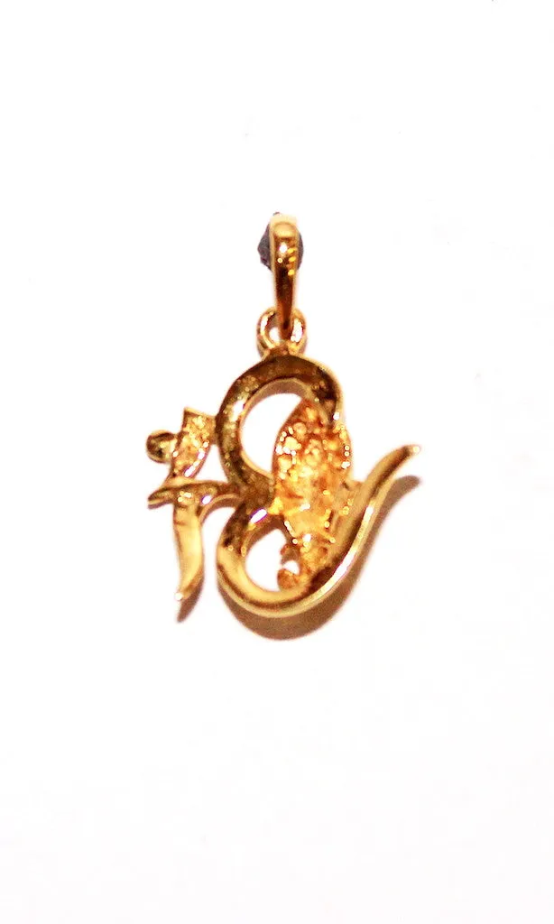 Om Plain Gold Pendant AD No. 0577