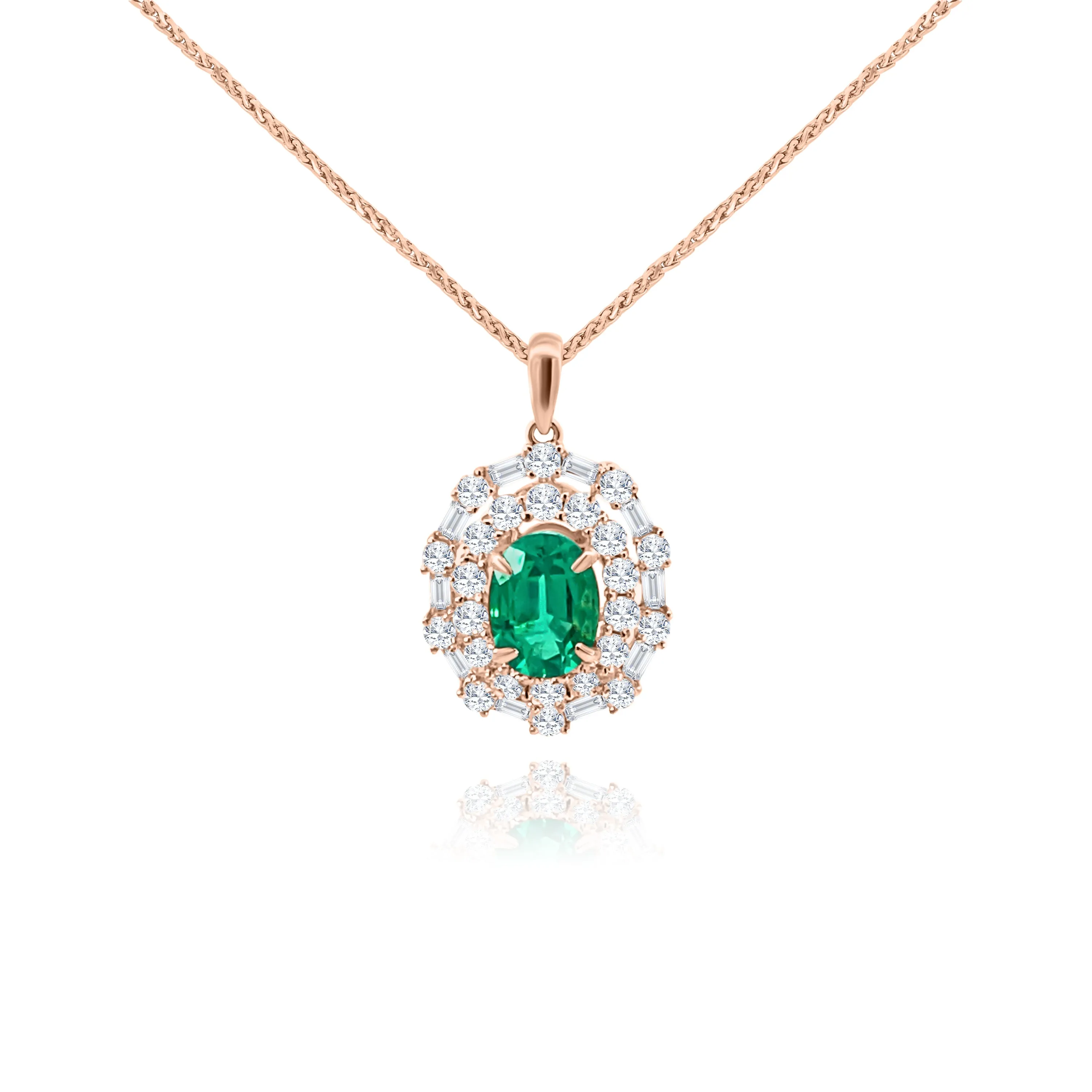 Oval cut Emerald & Diamonds "Bellisima" Pendant