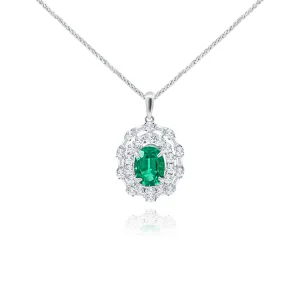 Oval cut Emerald & Diamonds "Bellisima" Pendant