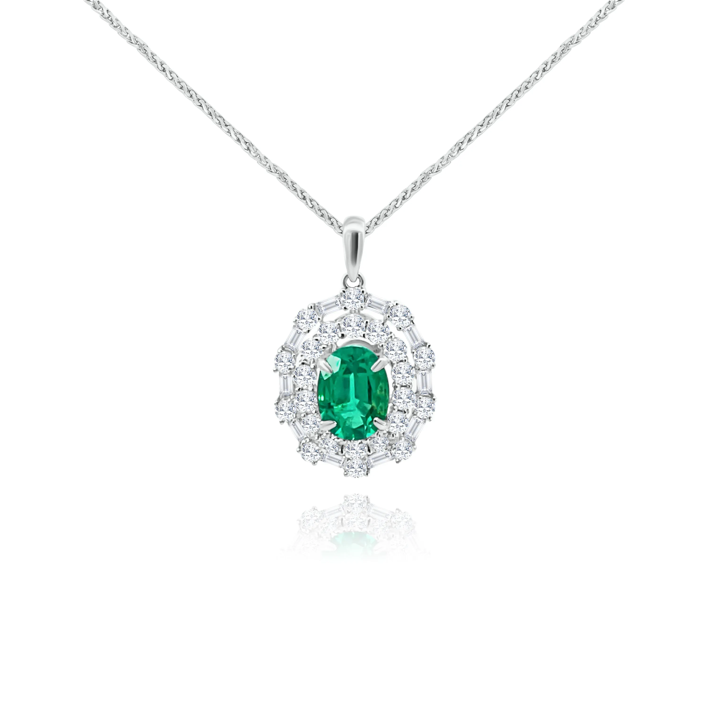 Oval cut Emerald & Diamonds "Bellisima" Pendant