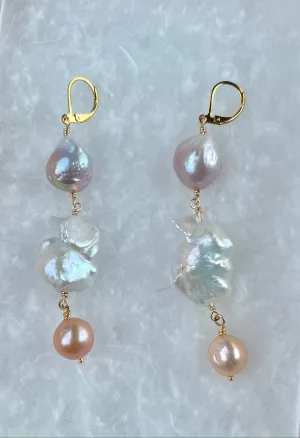 Pastel Skies - Baroque Pearl Earrings