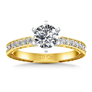 Pave Engagement Ring Arabesque 14K Yellow Gold