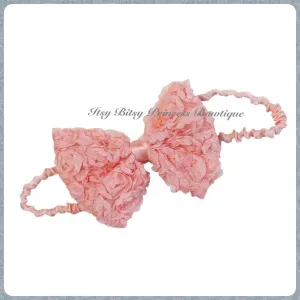 Peach Rose Bow headband