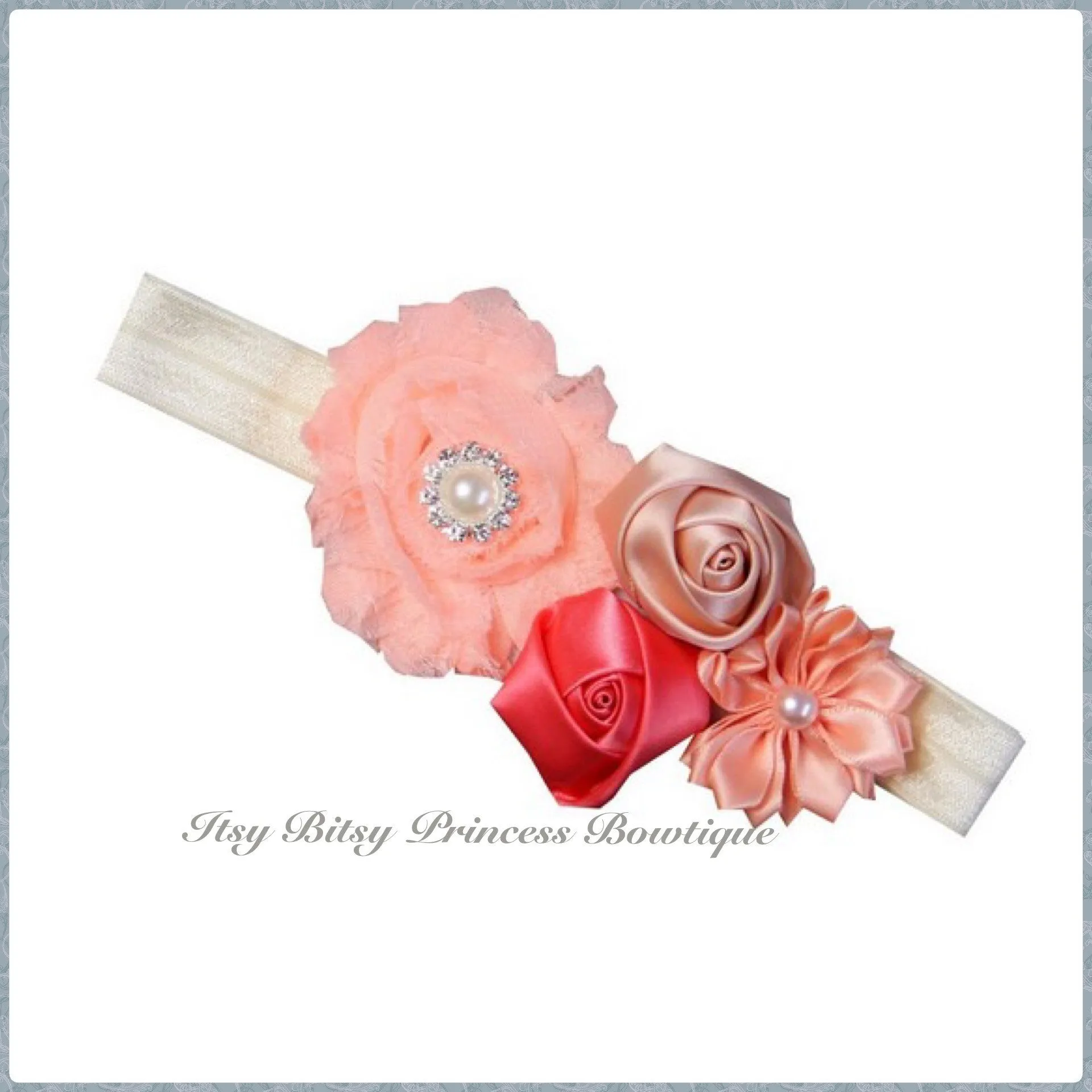 Peach Rosettes Headbands