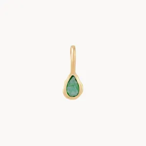 pear emerald may mood birthstone charm - 10k yellow gold, emerald