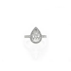 Pear Shaped Ring with Diamond Halo