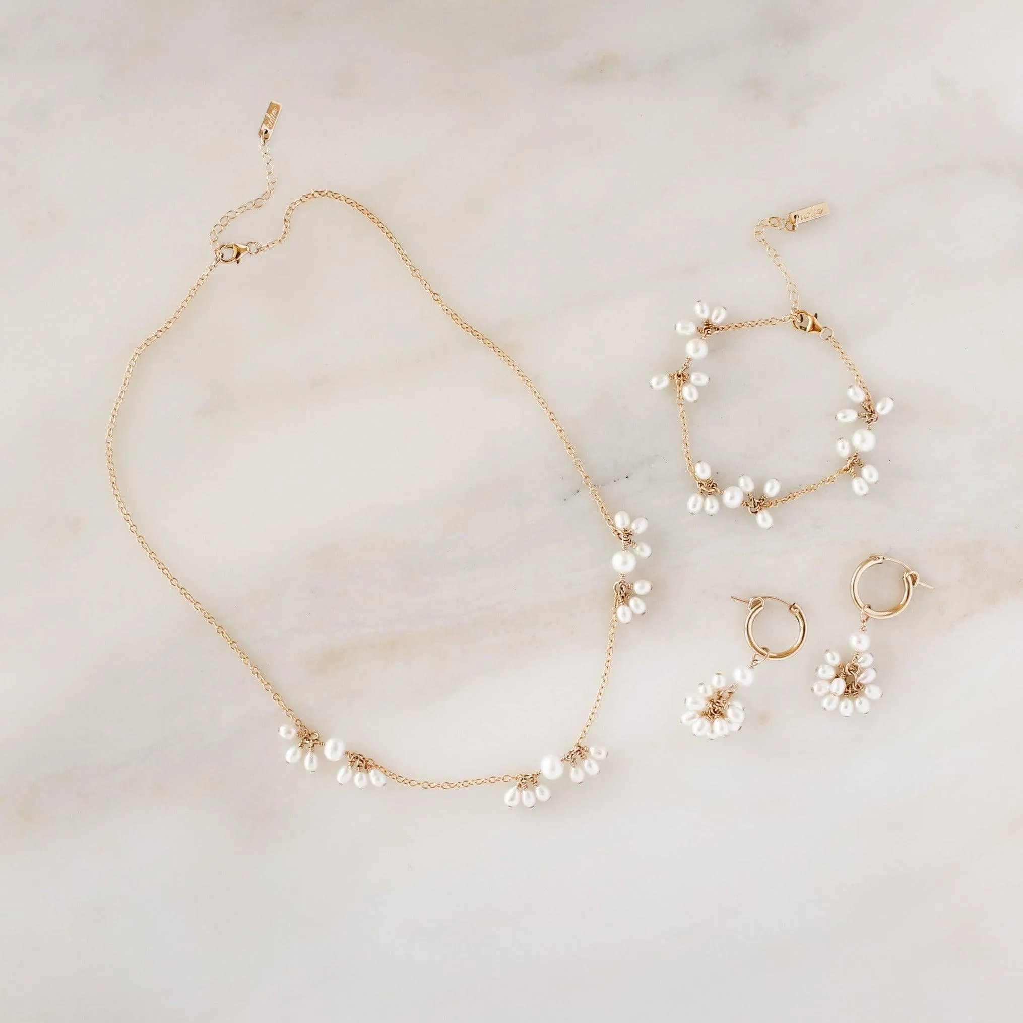 Pearl Blossom Hoop Earrings