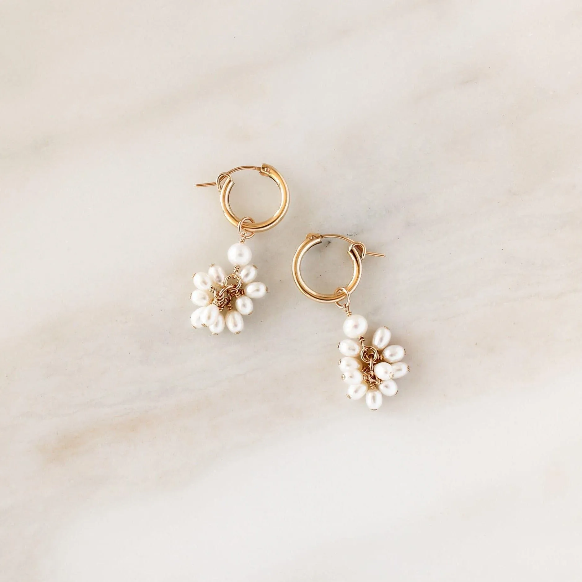 Pearl Blossom Hoop Earrings