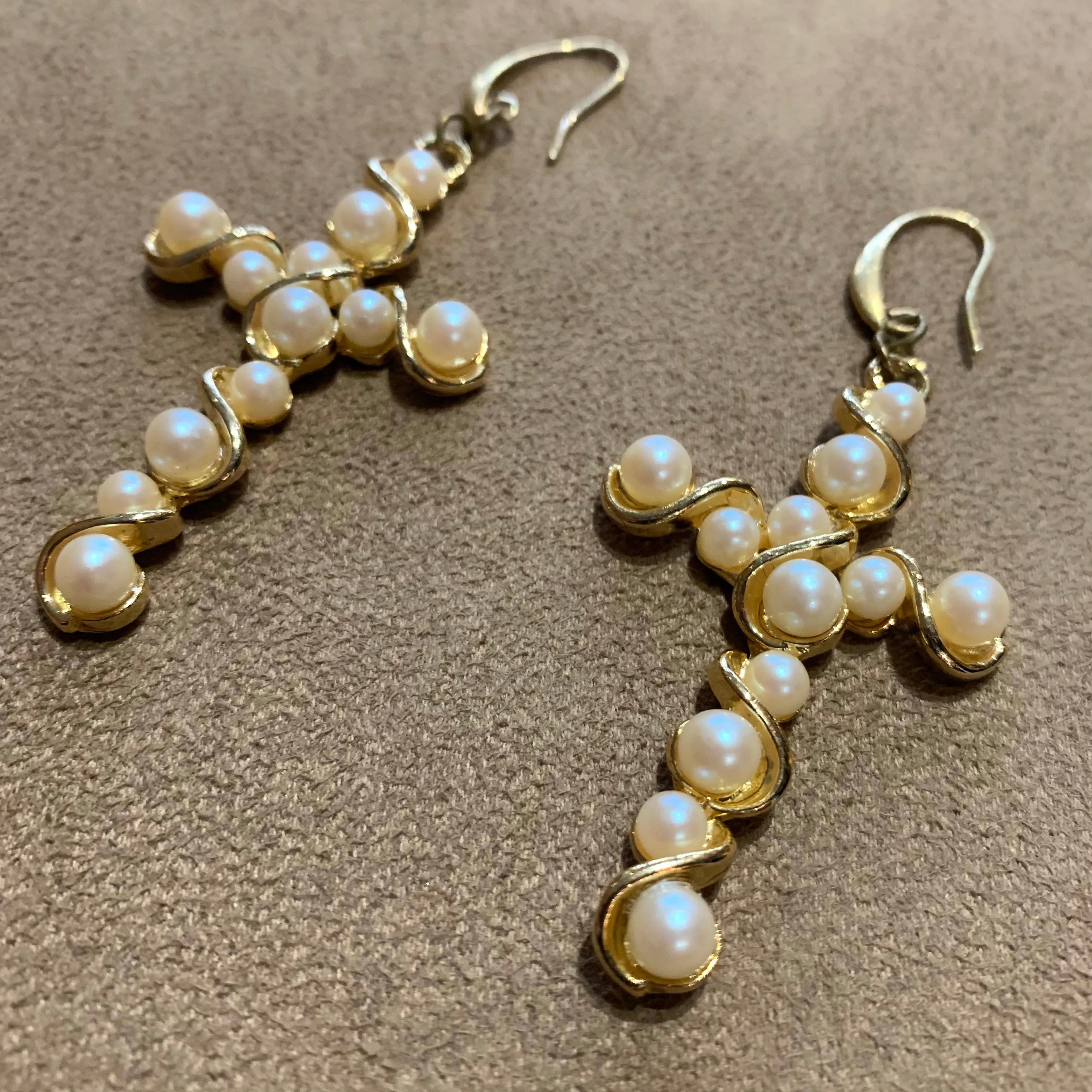 Pearl cross vintage earrings