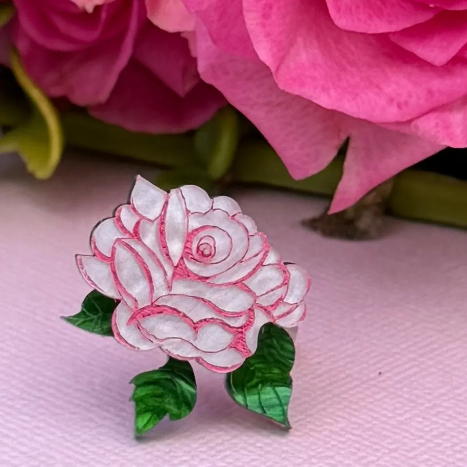 Pink rose - ring - Set of 2