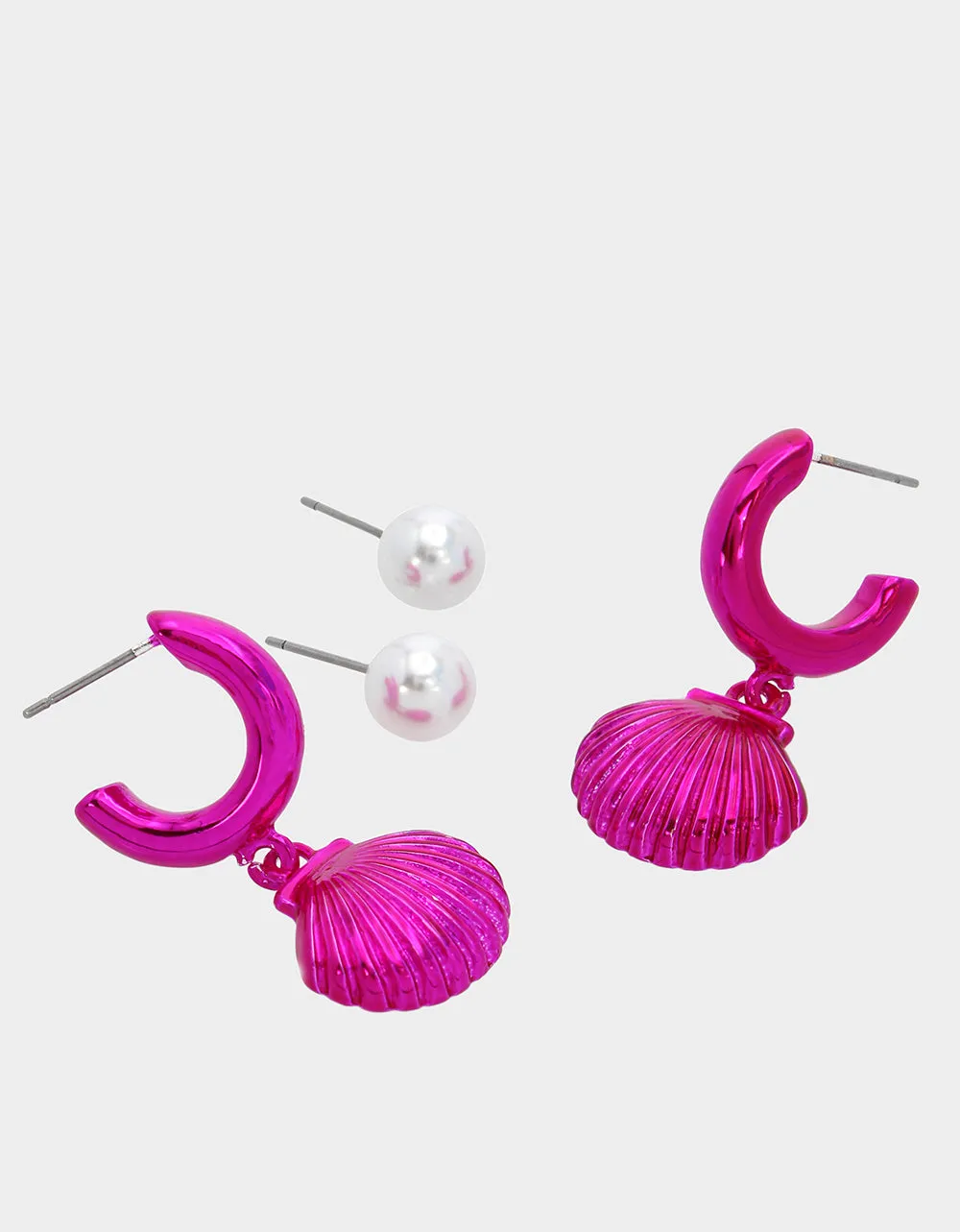 PINK SUMMER SHELL EARRING SET FUCHSIA