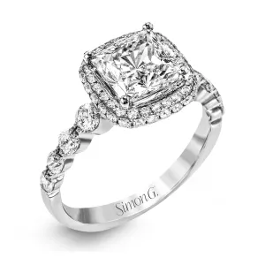 Princess-Cut Double-Halo Engagement Ring In 18k Gold With Diamonds