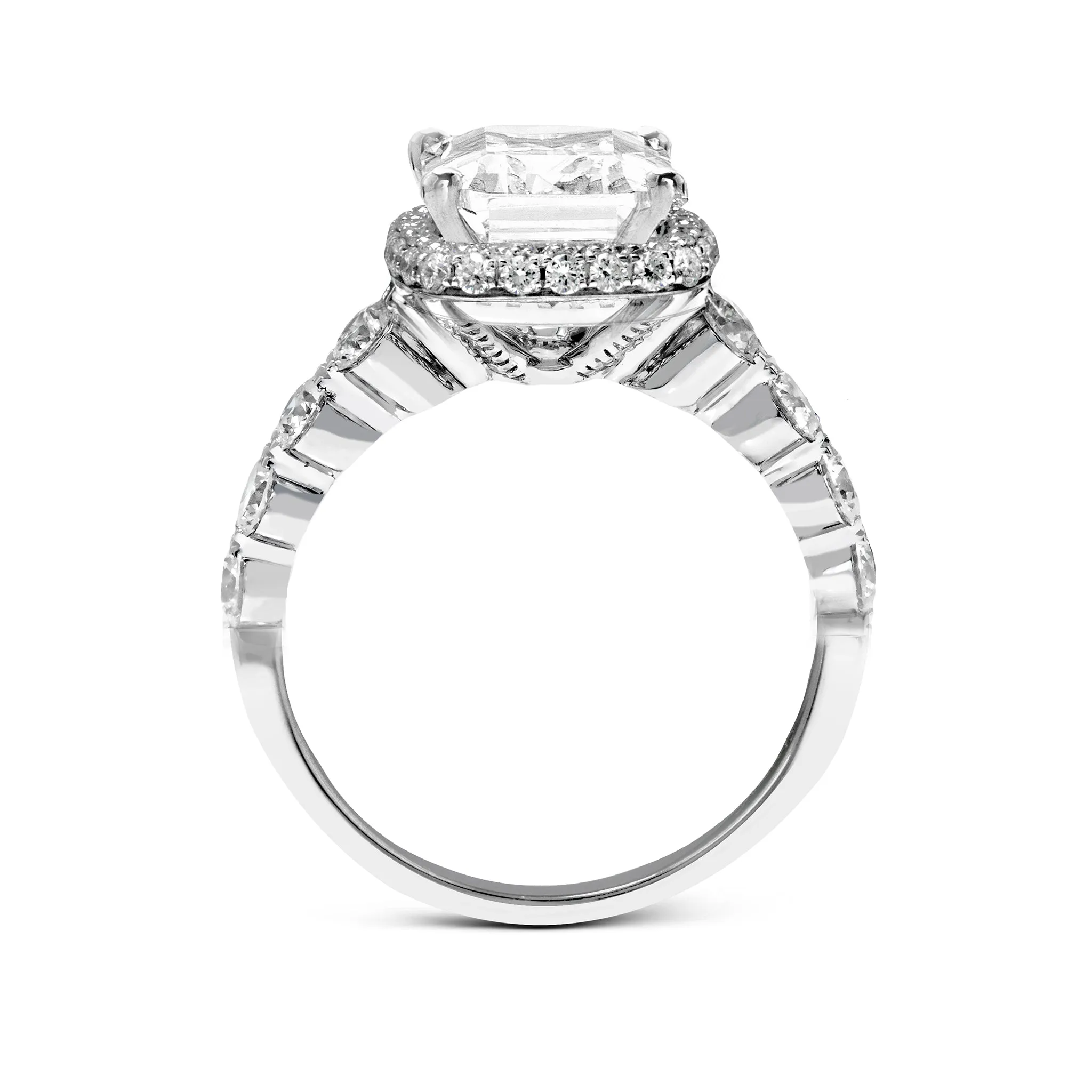 Princess-Cut Double-Halo Engagement Ring In 18k Gold With Diamonds