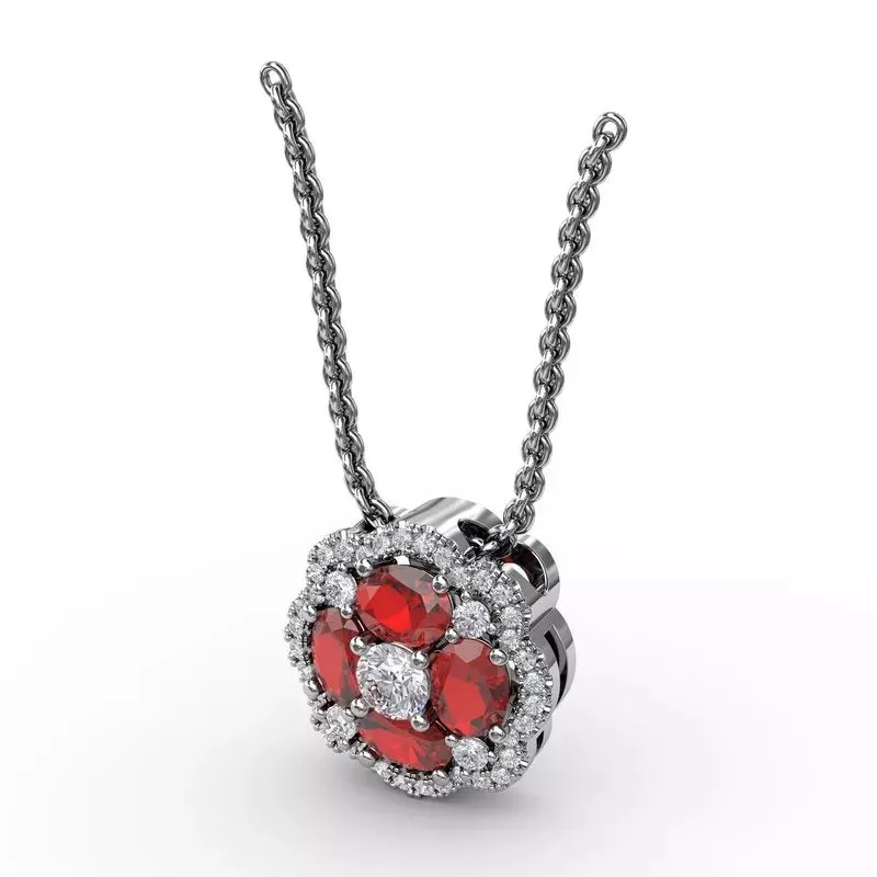 "Love in Bloom" Ruby and Diamond Pendant