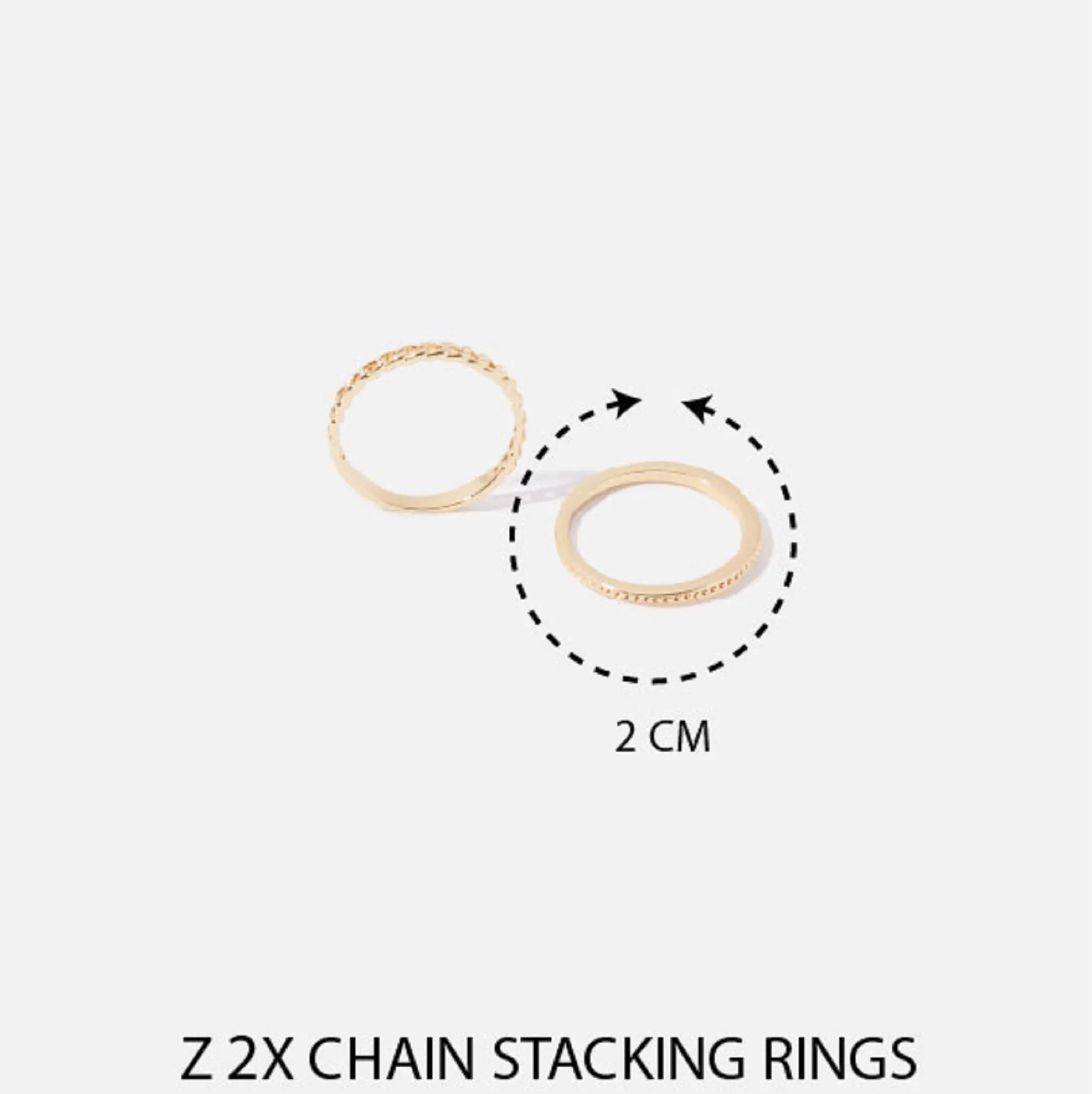 Real Gold Plated set of 2 Chain Stacking Rings For Women By Accessorize London-Large