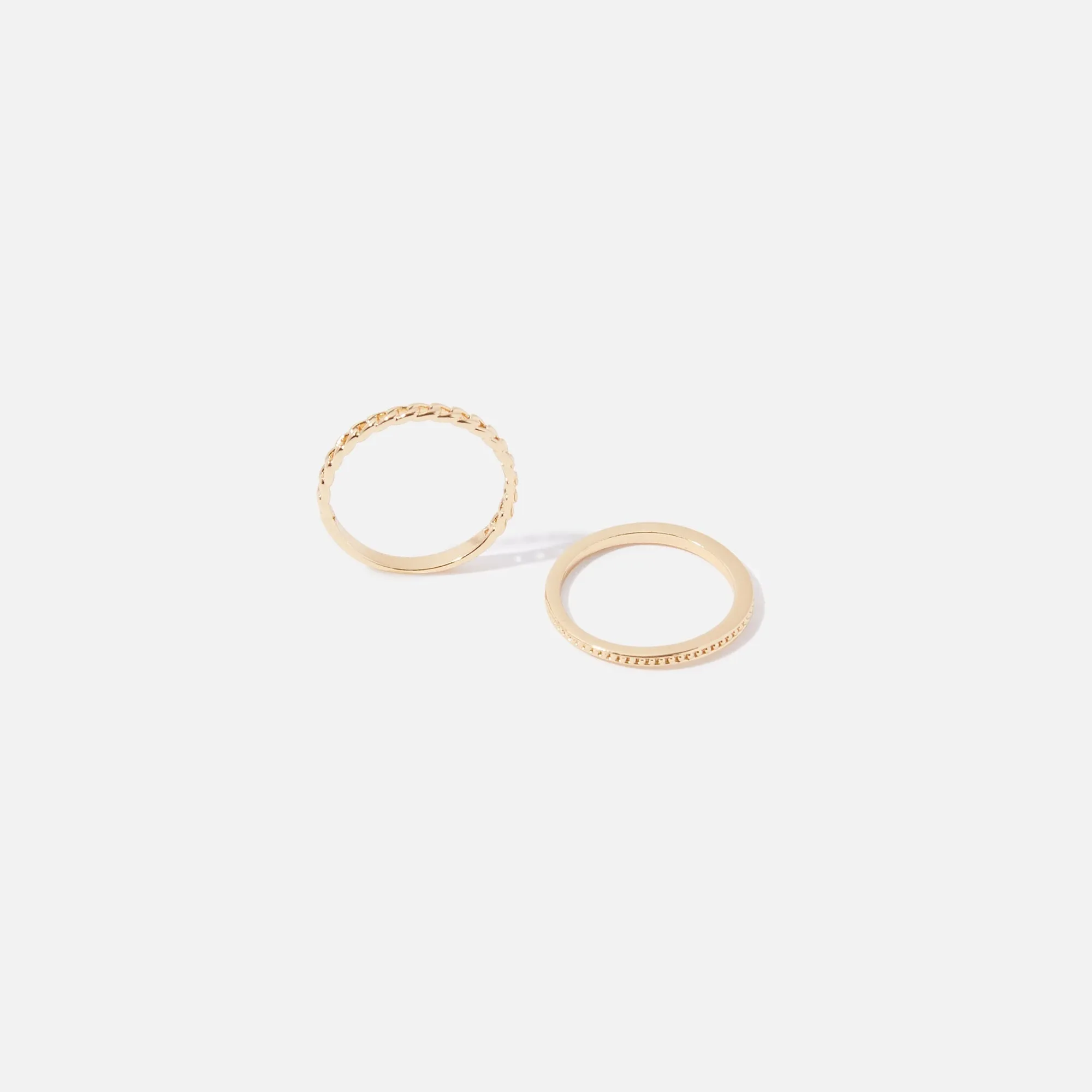 Real Gold Plated set of 2 Chain Stacking Rings For Women By Accessorize London-Large