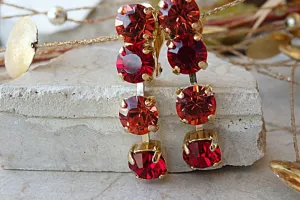 Red Clip On Earrings