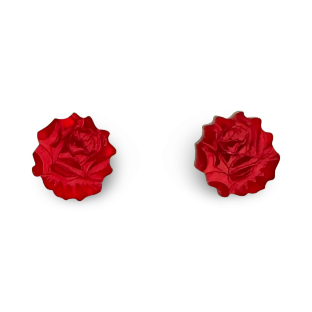 Red rose - stud earrings