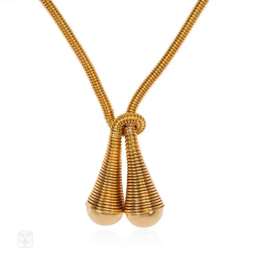 Retro gold overlapping lariat, Austro-Hungary