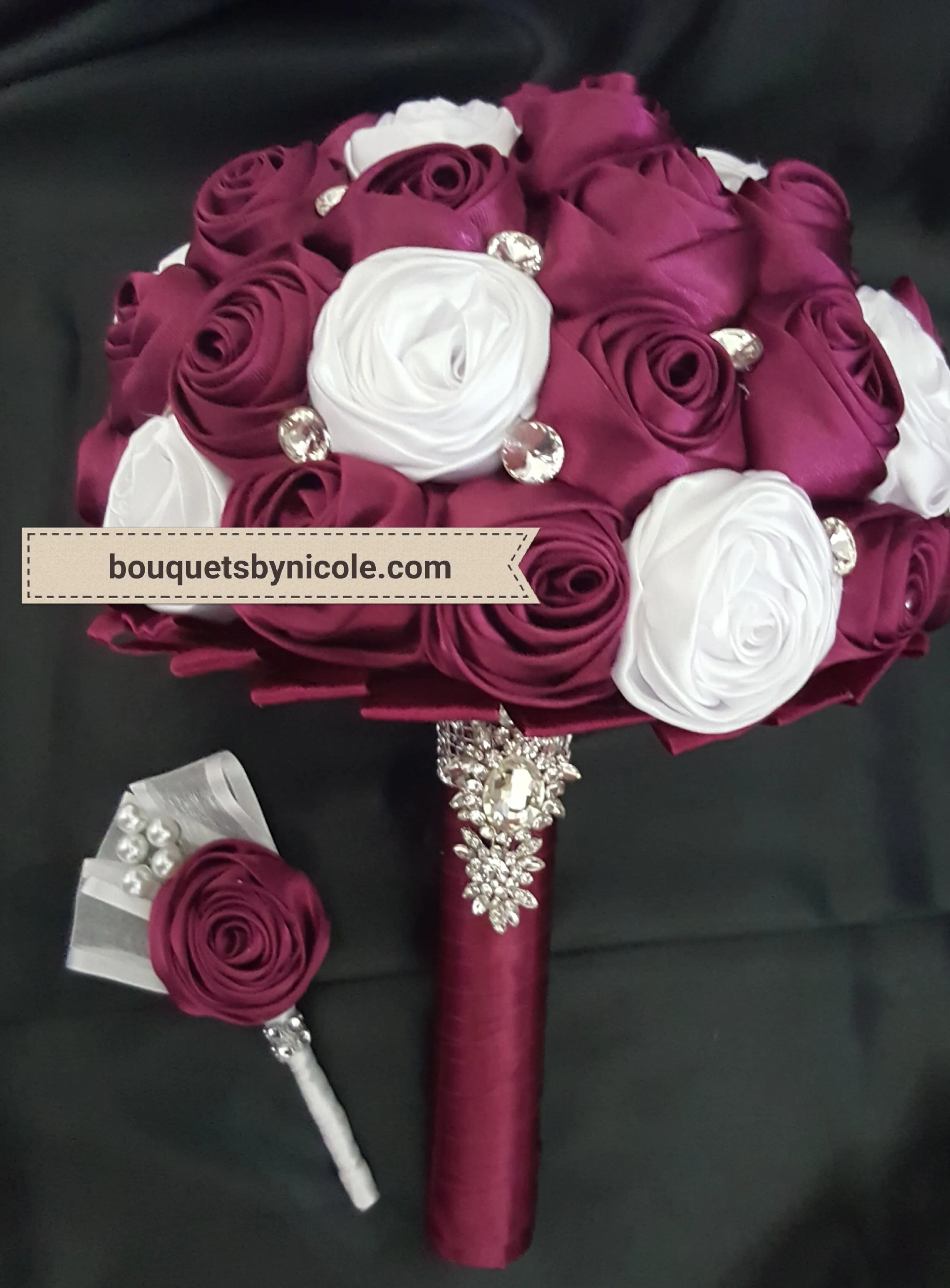 RIA~EMR Satin Rose Brooch Bouquet or DIY KIT