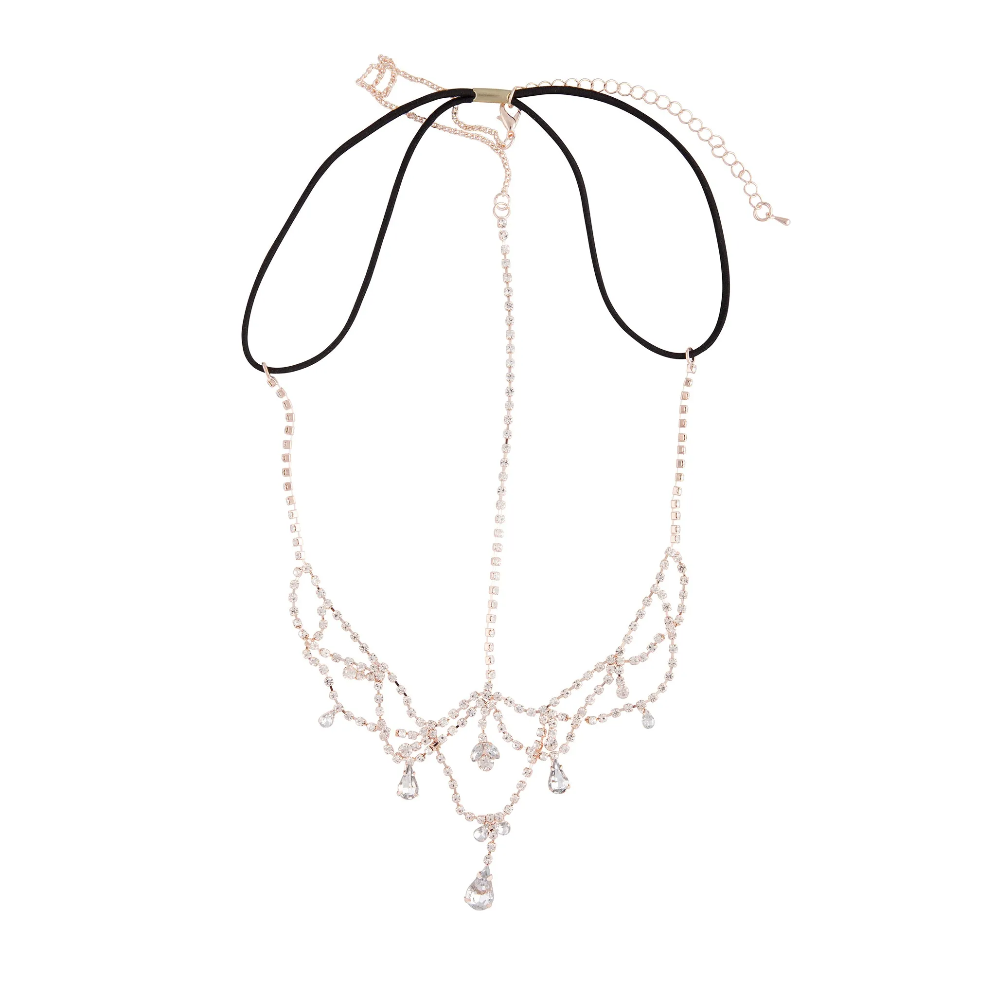 Rose Gold Crystal Jewel Drop Headchain