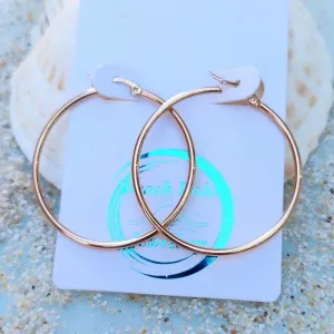 ROSE GOLD WATERPROOF CLASSIC HOOPS EARRINGS 45/55/65 mm