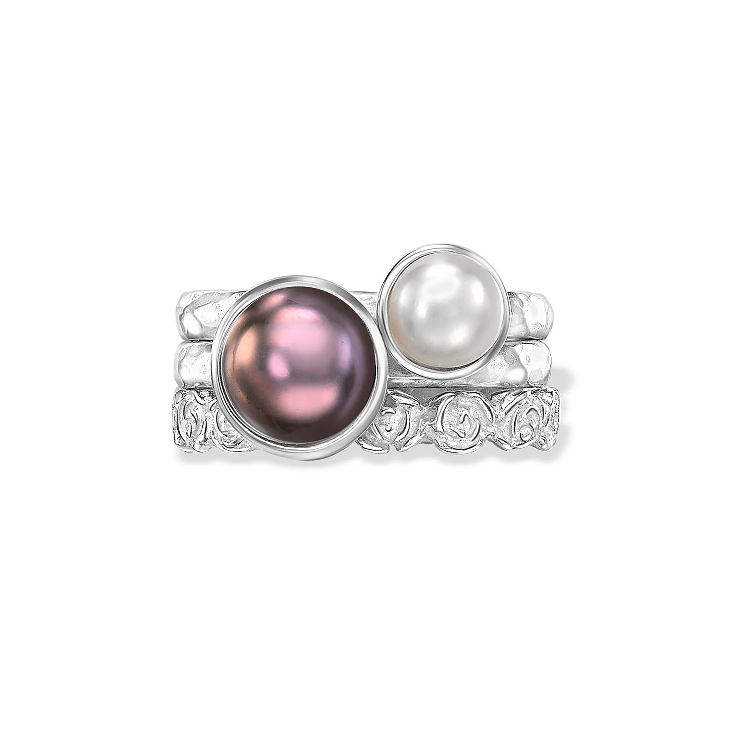 Rosey Pearl Twinkle Stacking Rings