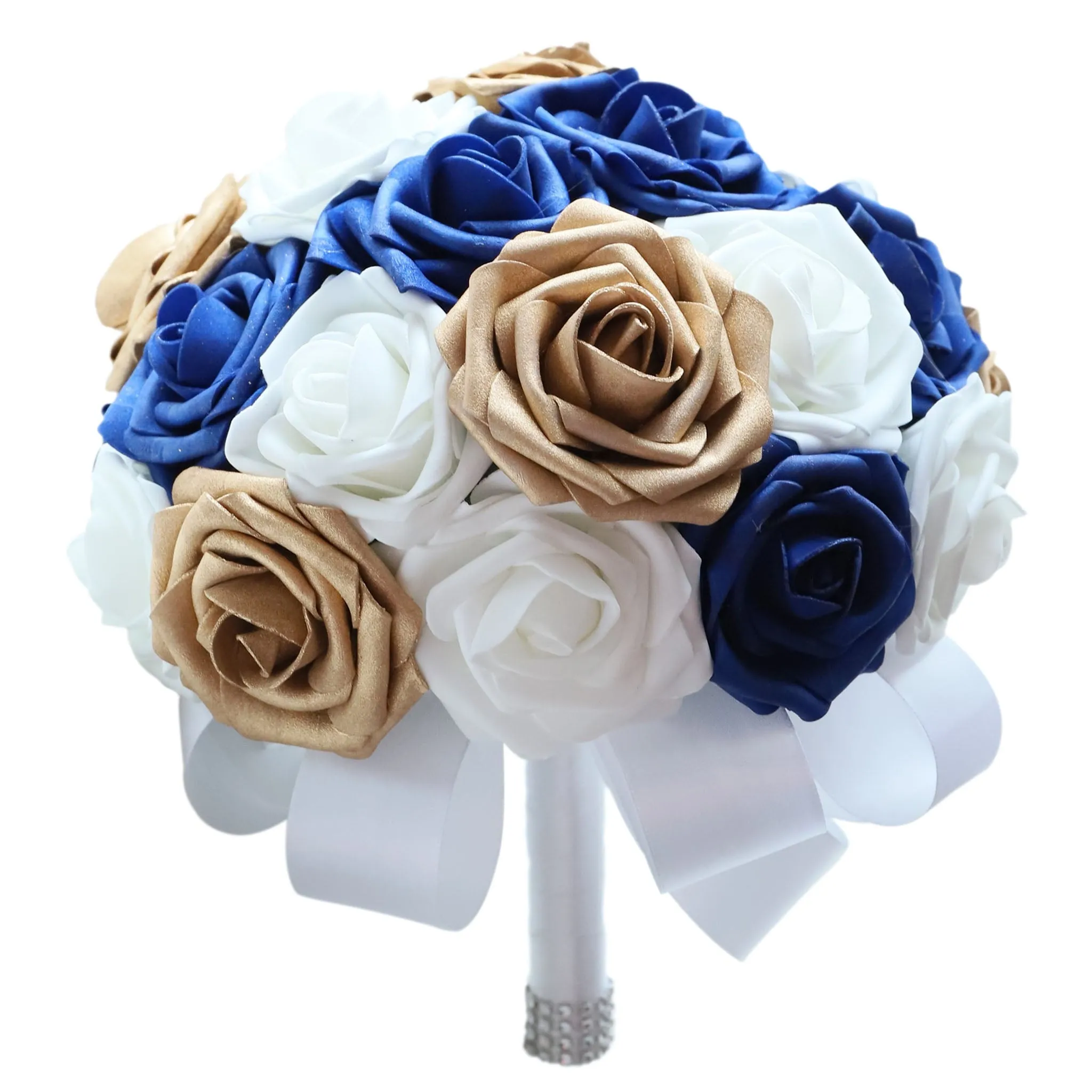 Royal Blue and Gold Wedding Bouquet for Bridal Bridesmaid