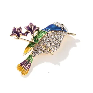 SB387 - Red rose magpie enamel alloy brooch