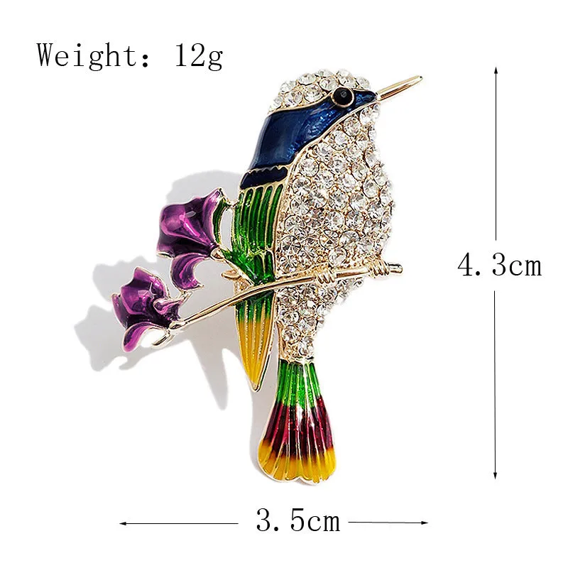 SB387 - Red rose magpie enamel alloy brooch