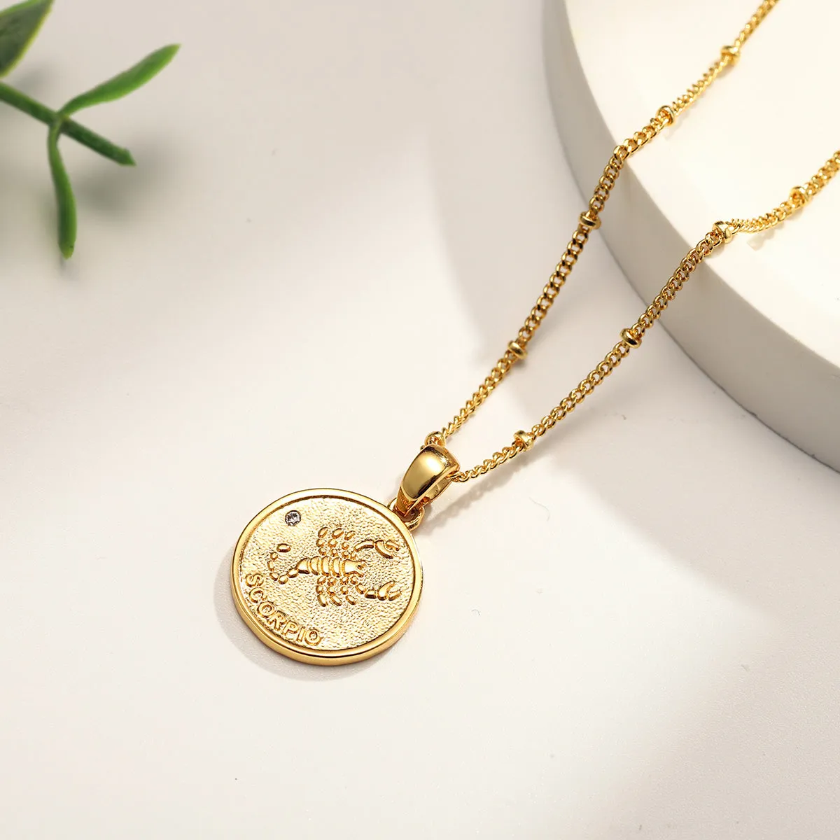 Scorpio Constellation Coin Pendant Necklace