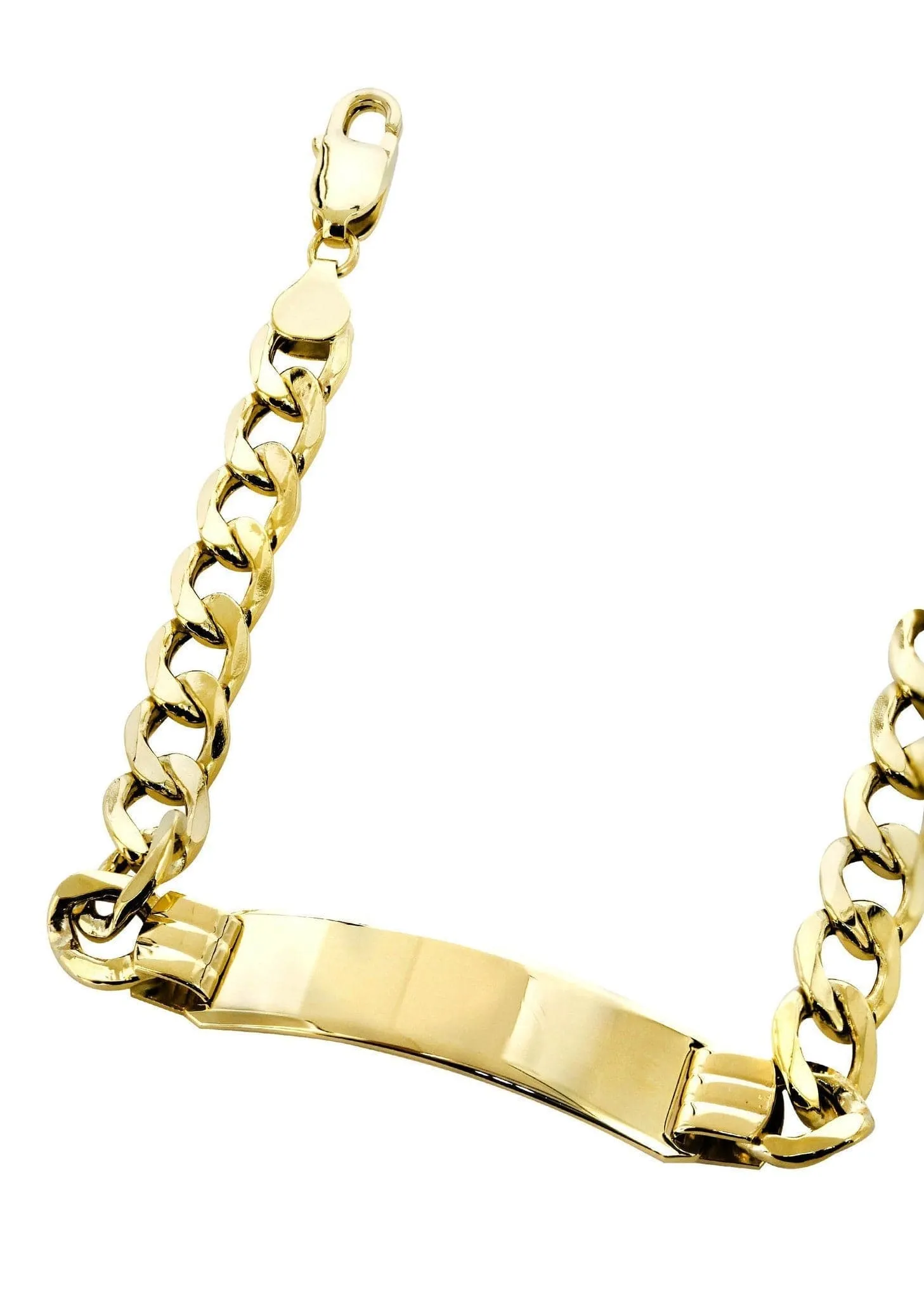 Semi Solid  ID Cuban Bracelet 10K/14K Yellow Gold