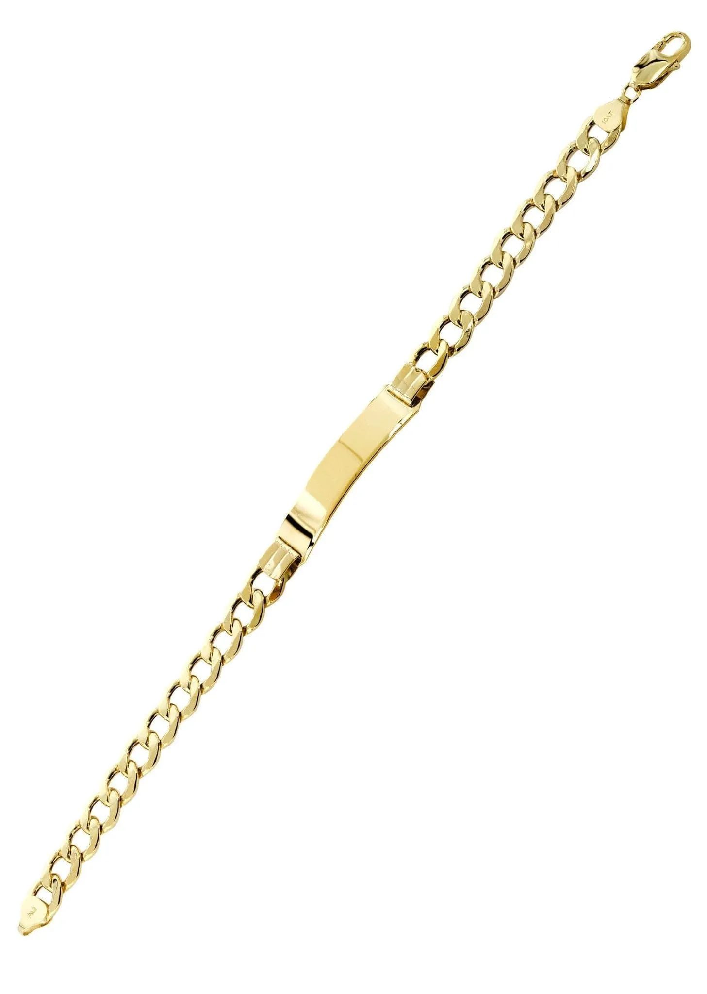 Semi Solid  ID Cuban Bracelet 10K/14K Yellow Gold