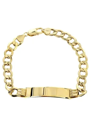 Semi Solid  ID Cuban Bracelet 10K/14K Yellow Gold