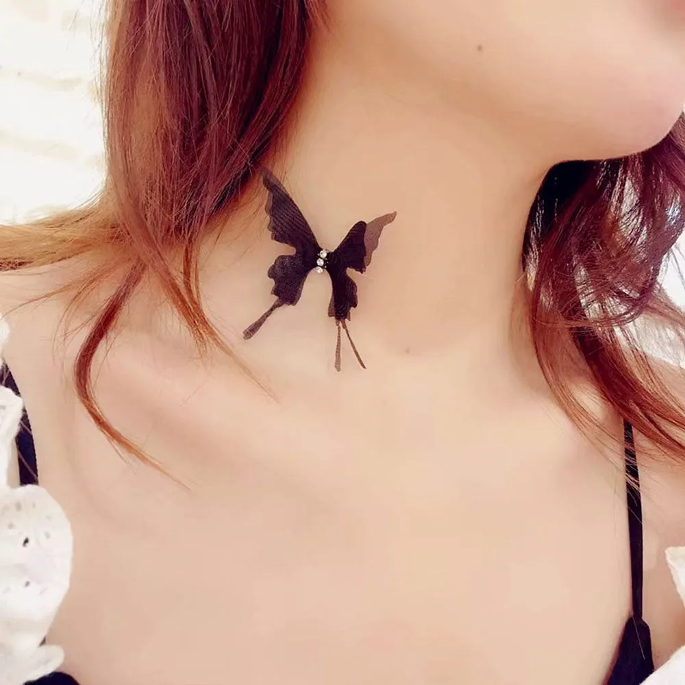 Sexy Black Lace Butterfly Chokers Necklaces For Women Summer Fashion