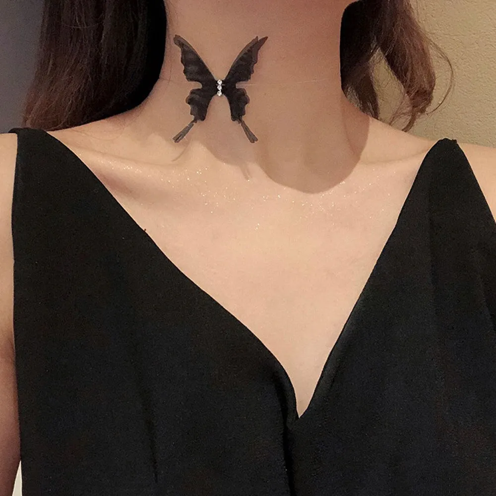 Sexy Black Lace Butterfly Chokers Necklaces For Women Summer Fashion