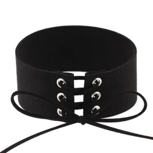 Sexy Goth Lace Up Choker Necklace