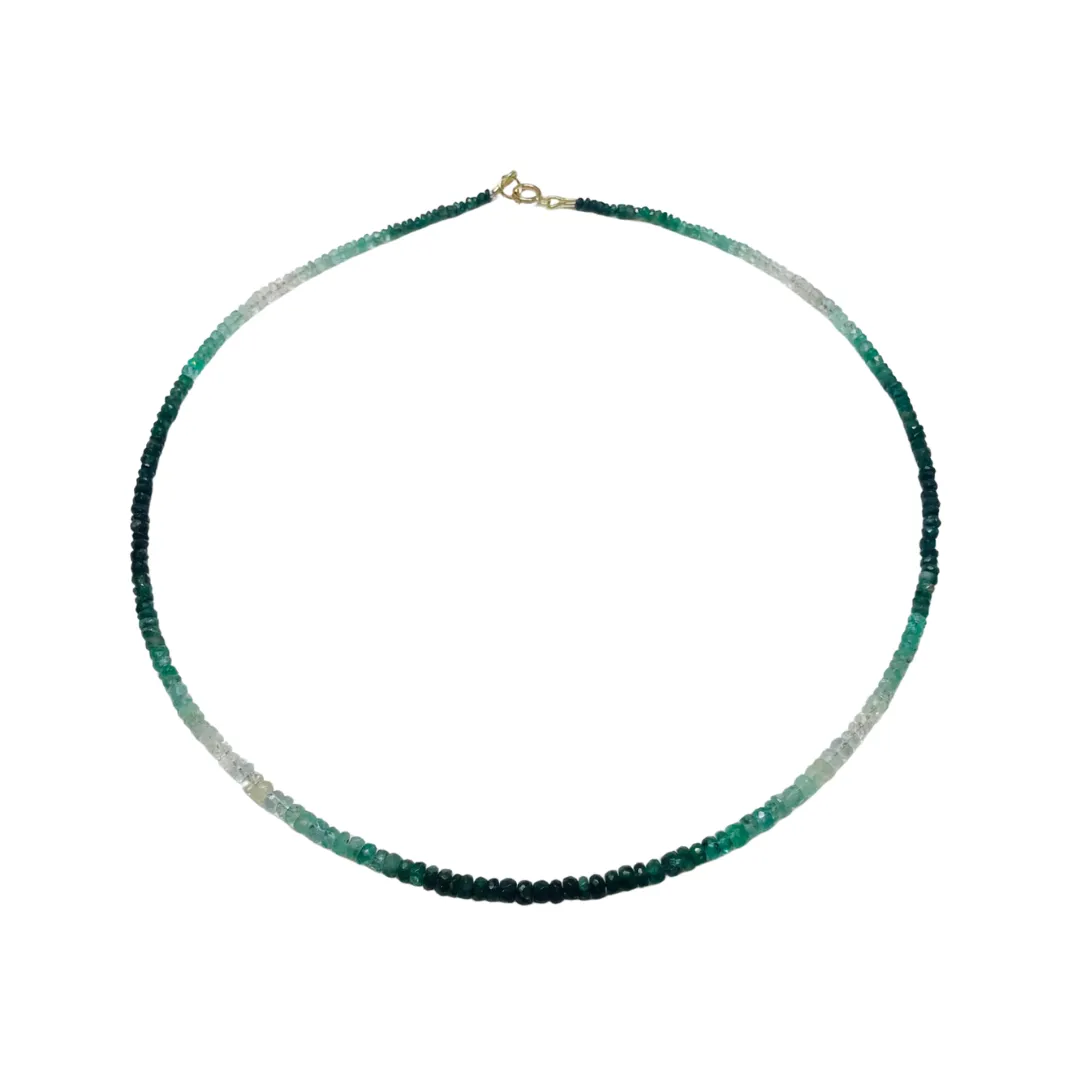 Shaded Emerald Heishi Cut Necklace