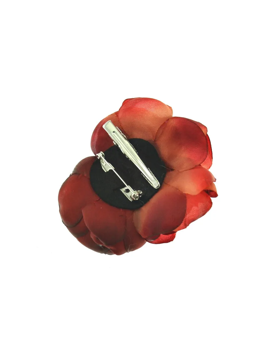 Shaded Triple Blood Red Rose on Concord Clip & Brooch Pin