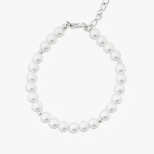 Single Metallic Bead Pearl Bracelet