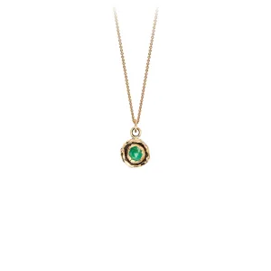 Small Emerald 14K Gold Faceted Stone Necklace