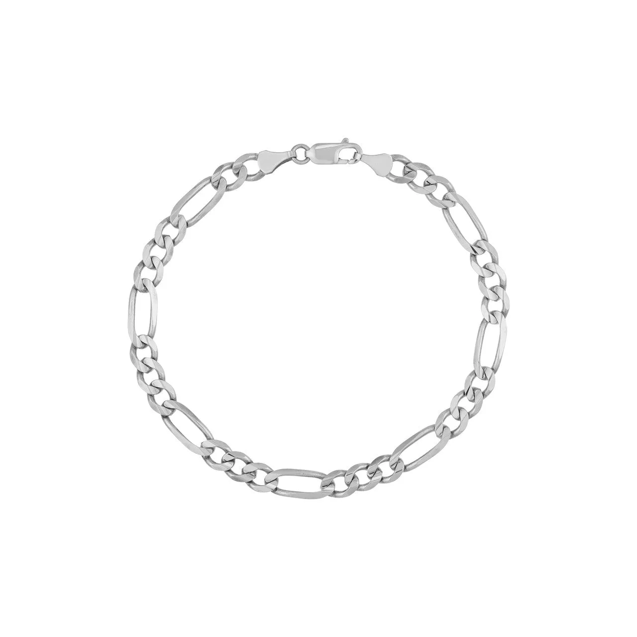 Solid 14K Gold 5.8mm Concave Figaro Chain Bracelet with Lobster Lock, 8.5"