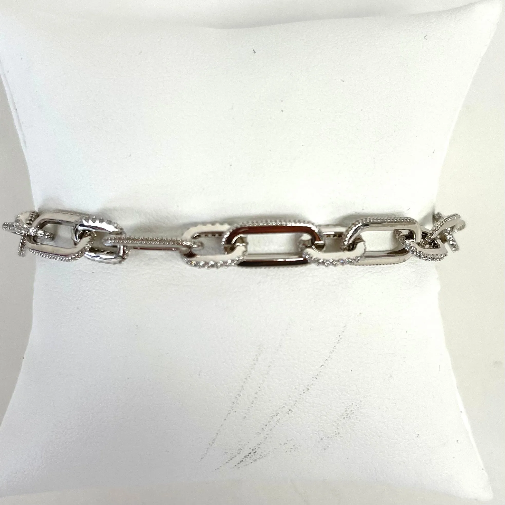 Sterling Hematite & Gold CZ Chainlink Bracelet