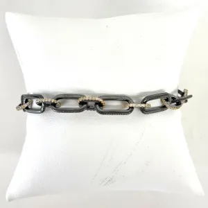 Sterling Hematite & Gold CZ Chainlink Bracelet