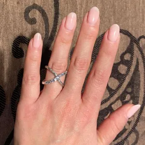 Sterling Silver CZ Delicate Hippie ring for woman.