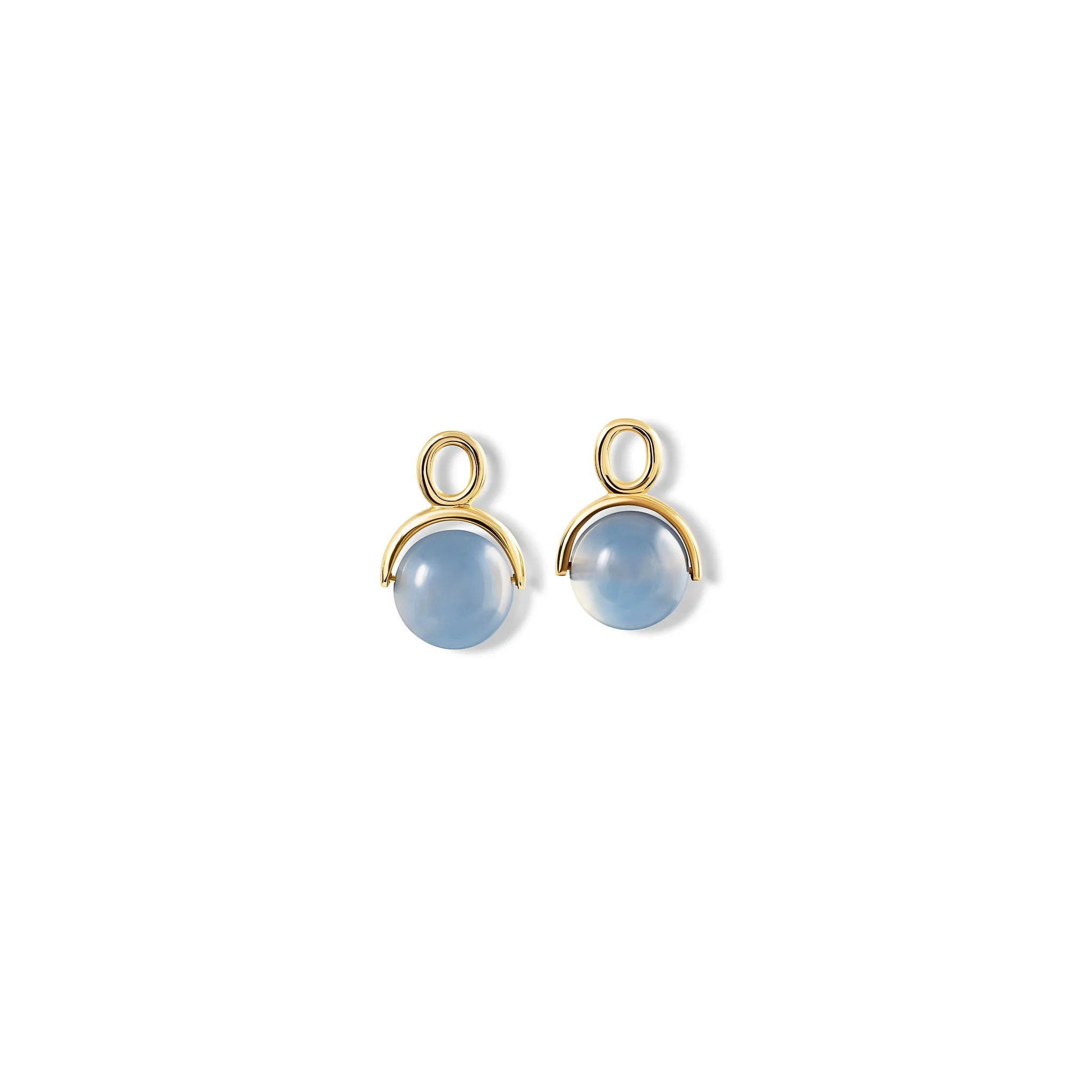 Stirrup Earring Drops Yellow Gold - Blue Chalcedony