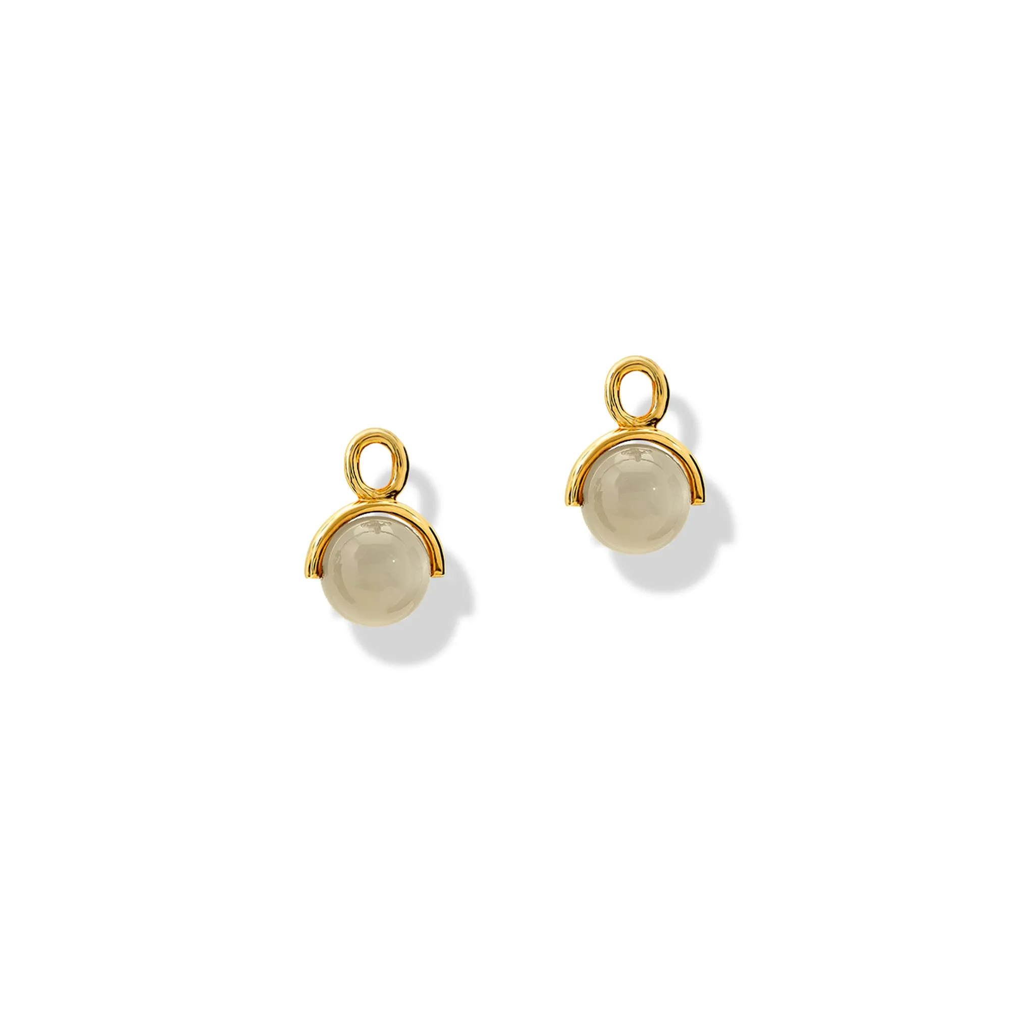 Stirrup Earrings Drops Yellow Gold - Moonstone