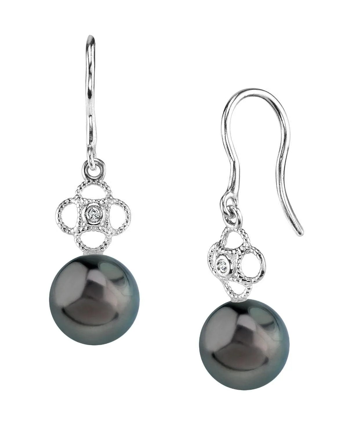 Tahitian South Sea Pearl & Diamond Lacy Earrings