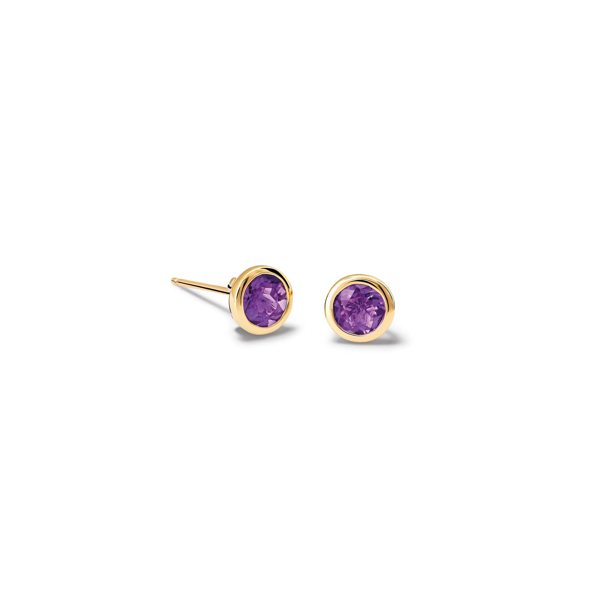 Theresa Stud Earrings Yellow Gold - Amethyst