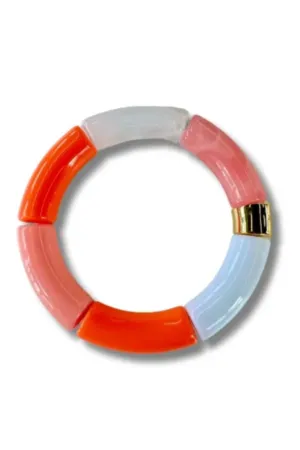 Tube Bangle | Coral/Gold